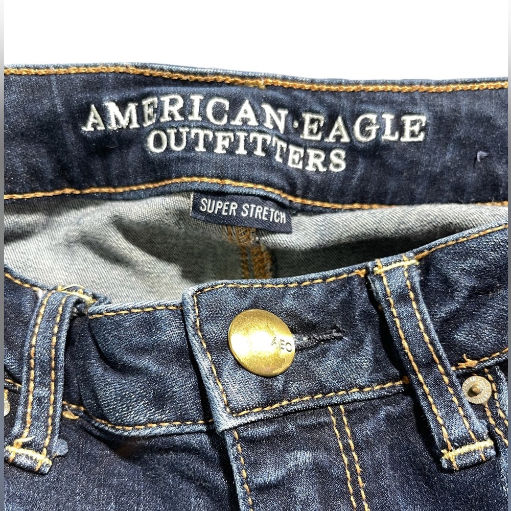 American Eagle Super Stretch Dark Wash Skinny Denim Jeans Size 4 - Picture 5 of 13